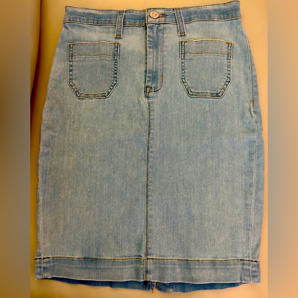 Hudson Fiona Sailor Pencil Skirt Women’s Size 27 Light Wash Denim Stretch USA